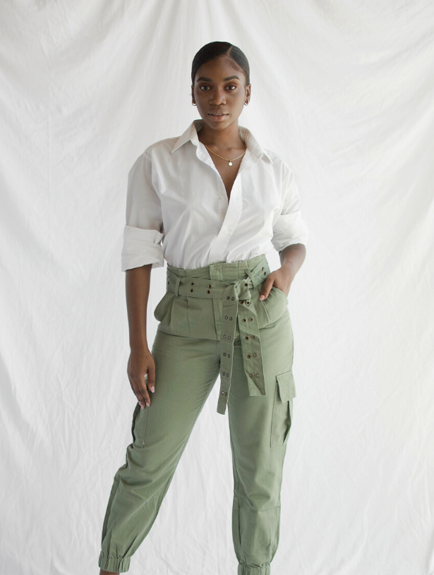Olive Belted Cargo Pants